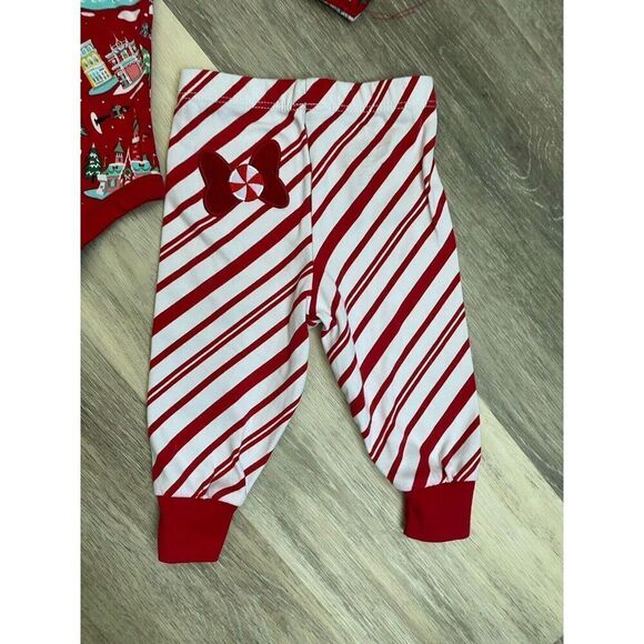 Disney Parks Christmas Baby Outfit Set Minnie Mouse Bow Bodysuit Pants 6 Months - Picture 5 of 8